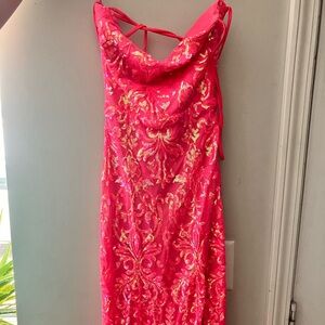 Windsor Pink sequins Backless Dress